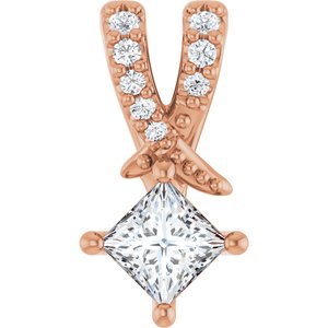 14K Rose Gold 3.25x3.25 mm Square Pendant Mounting