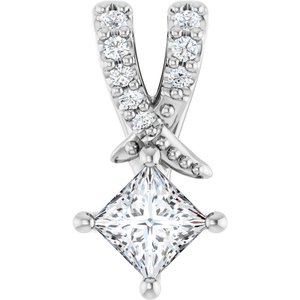 14K White Gold 3.25x3.25 mm Square Pendant Mounting
