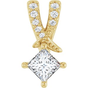 10K Yellow Gold 3.25x3.25 mm Square Pendant Mounting