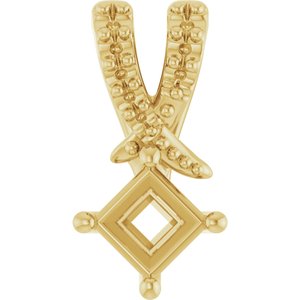 10K Yellow Gold 3.25x3.25 mm Square Pendant Mounting – image 2