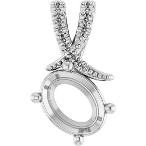 14K X1 White Gold 8.5x6.5 mm Oval Pendant Mounting – image 2
