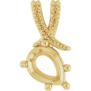 14K Yellow Gold 8x6 mm Pear Pendant Mounting – image 2
