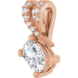 10K Rose Gold 6x4 mm Elongated Cushion Pendant Mounting – image 3