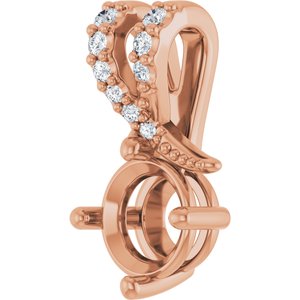 14K Rose Gold 6 mm Round .06 CTW Lab-Grown Diamond Semi-Set Pendant – image 4