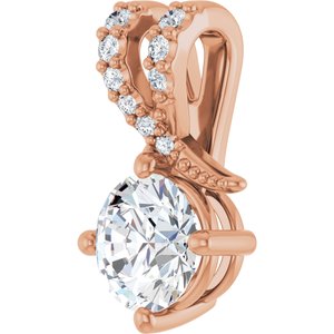 14K Rose Gold 6 mm Round .05 CTW Natural Diamond Semi-Set Pendant – image 3