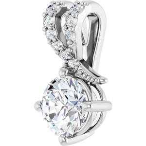 14K White Gold 6 mm Round .05 CTW Natural Diamond Semi-Set Pendant – image 3