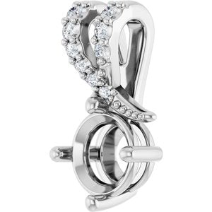 14K White Gold 6 mm Round .05 CTW Natural Diamond Semi-Set Pendant – image 4