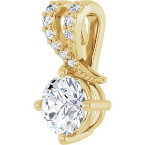 14K Yellow Gold 6 mm Round .06 CTW Lab-Grown Diamond Semi-Set Pendant – image 3
