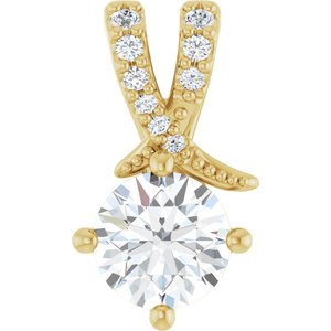 14K Yellow Gold 6 mm Round .05 CTW Natural Diamond Semi-Set Pendant