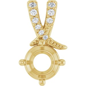 14K Yellow Gold 6 mm Round .06 CTW Lab-Grown Diamond Semi-Set Pendant – image 2