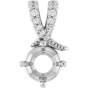 Sterling Silver 6 mm Round .06 CTW Lab-Grown Diamond Semi-Set Pendant – image 2