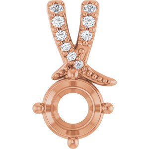 14K Rose Gold 6 mm Round .05 CTW Natural Diamond Semi-Set Pendant – image 2
