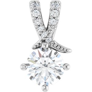 Sterling Silver 6 mm Round .06 CTW Lab-Grown Diamond Semi-Set Pendant