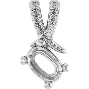 10K White Gold 6x4 mm Elongated Cushion Pendant Mounting – image 2