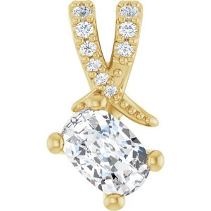 18K Yellow Gold 6x4 mm Elongated Cushion Pendant Mounting