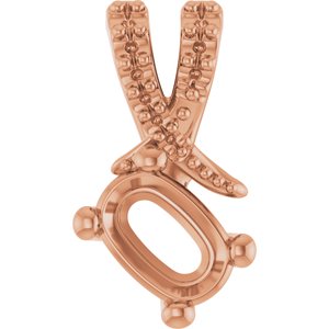 14K Rose Gold 6x4 mm Elongated Cushion Pendant Mounting – image 2