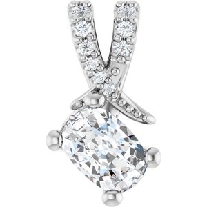 14K X1 White Gold 6x4 mm Elongated Cushion Pendant Mounting