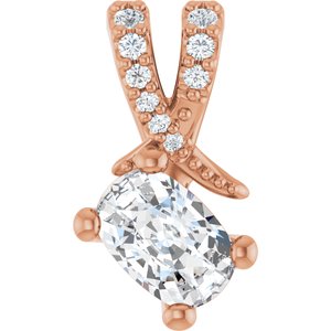 18K Rose Gold 6x4 mm Elongated Cushion Pendant Mounting