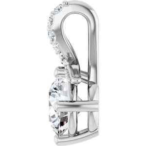 14K White Gold 6 mm Round .05 CTW Natural Diamond Semi-Set Pendant – image 5