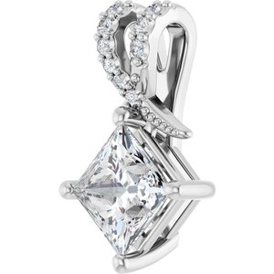 18K White Gold 6x6 mm Square Pendant Mounting – image 3