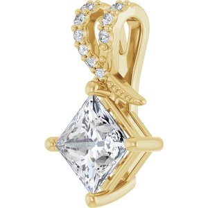 18K Yellow Gold 6x6 mm Square Pendant Mounting – image 3