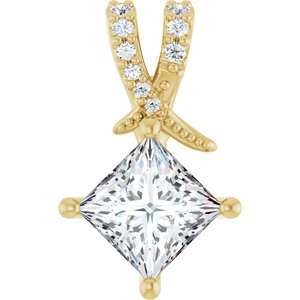 18K Yellow Gold 6x6 mm Square Pendant Mounting