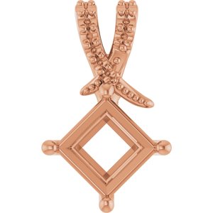 14K Rose Gold 6x6 mm Square Pendant Mounting – image 2