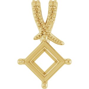 18K Yellow Gold 6x6 mm Square Pendant Mounting – image 2