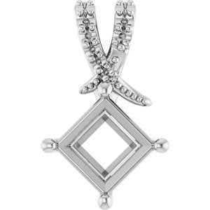 Platinum 6x6 mm Square Pendant Mounting – image 2
