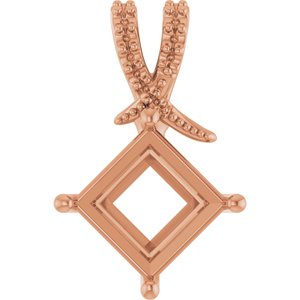 10K Rose Gold 8x8 mm Square Pendant Mounting – image 2