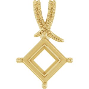 18K Yellow Gold 8x8 mm Square Pendant Mounting – image 2