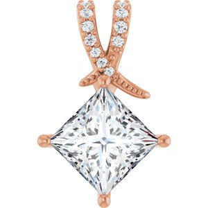 18K Rose Gold 8x8 mm Square Pendant Mounting