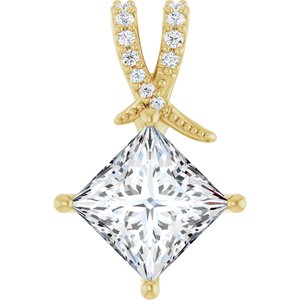 10K Yellow Gold 8x8 mm Square Pendant Mounting