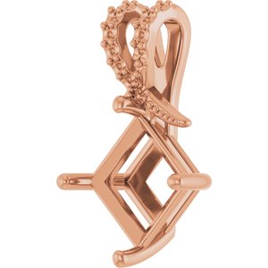 10K Rose Gold 8x8 mm Square Pendant Mounting – image 4