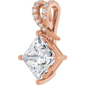 18K Rose Gold 8x8 mm Square Pendant Mounting – image 3