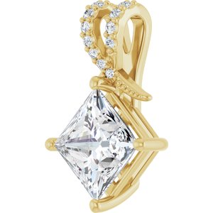 18K Yellow Gold 8x8 mm Square Pendant Mounting – image 3