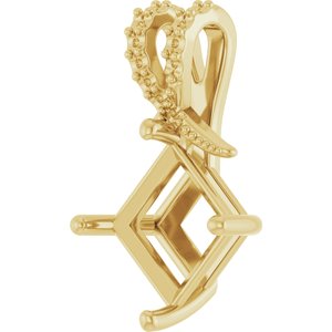 10K Yellow Gold 8x8 mm Square Pendant Mounting – image 4