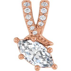 10K Rose Gold 7x3.5 mm Marquise Pendant Mounting