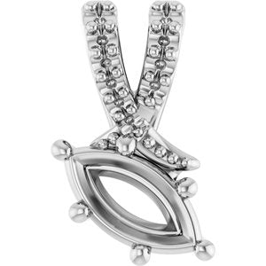 14K X1 White Gold 7x3.5 mm Marquise Pendant Mounting – image 2