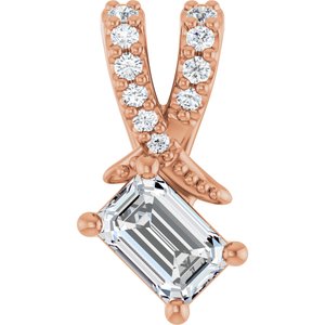 14K Rose Gold 4.5x3 mm Emerald Pendant Mounting