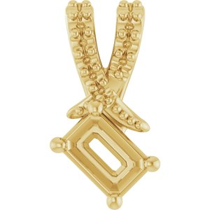 14K Yellow Gold 4.5x3 mm Emerald Pendant Mounting – image 2