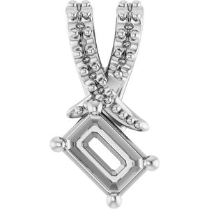 18K White Gold 4.5x3 mm Emerald Pendant Mounting – image 2
