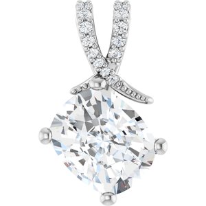 10K White Gold 11x9 mm Elongated Cushion Pendant Mounting