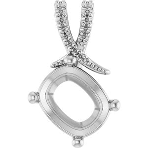 10K White Gold 11x9 mm Elongated Cushion Pendant Mounting – image 2