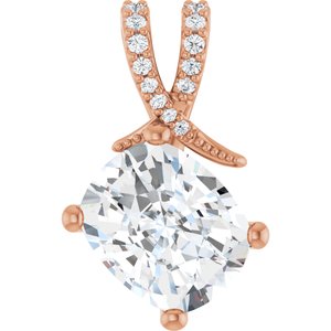 10K Rose Gold 11x9 mm Elongated Cushion Pendant Mounting