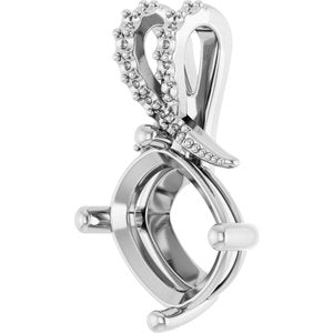 10K White Gold 11x9 mm Elongated Cushion Pendant Mounting – image 4