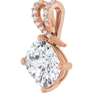 18K Rose Gold 11x9 mm Elongated Cushion Pendant Mounting – image 3