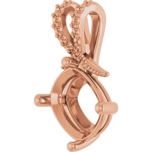 10K Rose Gold 11x9 mm Elongated Cushion Pendant Mounting – image 4