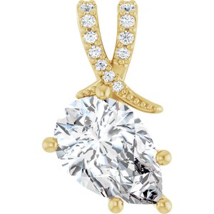 10K Yellow Gold 12x8 mm Pear Pendant Mounting