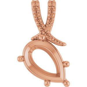 18K Rose Gold 12x8 mm Pear Pendant Mounting – image 2